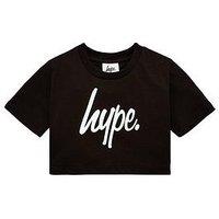 Hype Girls Core Script Cropped T-Shirt - Black