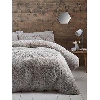 Catherine Lansfield Cuddly Faux Fur Duvet Cover Set - Silver