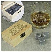 The Personalised Memento Company Personalised On The Rocks Whiskey Stones And Glass Set