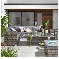 Very Home Aruba 6-Seater Corner Sofa Set With Chair, Footstool And Adjustable Table Garden Furniture