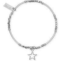 Chlobo Sterling Silver Mini Noodle Cube Small Open Star Charm Bracelet