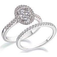 Love Diamond 9Ct White Gold 1/2 Carat Diamond Oval Halo Bridal Set