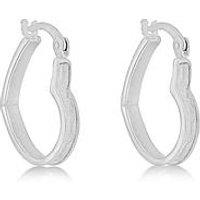 The Love Collection Sterling Silver Stardust Heart Creole Hoop Earrings