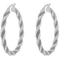 The Love Silver Collection Sterling Silver Stardust Glitter Twist Creole Hoop Earrings