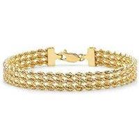 The Love Collection 9Ct Gold Triple Layer Rope Chain Bracelet