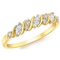 Love Gold 9Ct Gold Cubic Zirconia 7 Stone Swirl Ring