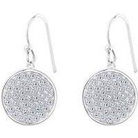 The Love Collection Sterling Silver Crystal Round Hook Drop Pave Earrings