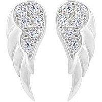 The Love Silver Collection Sterling Silver Cubic Zirconia Angel Wing Stud Earrings