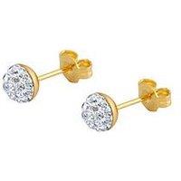 The Love Silver Collection 18Ct Gold Coated Sterling Silver Crystal Glitter Stud Earrings