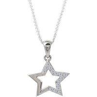 The Love Collection Sterling Silver Cubic Zirconia Star Pendant Necklace