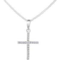 The Love Collection Sterling Silver Cubic Zirconia Cross Pendant Necklace