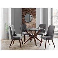 Julian Bowen Chelsea Large 120 Cm Glass Dining Table And 4 Huxley Chairs