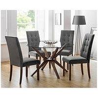 Julian Bowen Chelsea 120 Cm Round Glass Dining Table + 4 Madrid Chairs