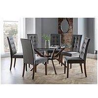 Julian Bowen Chelsea 140 Cm Round Glass Dining Table + 6 Madrid Chairs
