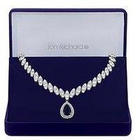 Jon Richard Cubic Zirconia Baguette Navette Sapphire Pear Drop Necklace