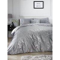 Very Home Alexis Marble Foil And Velvet Duvet Cover Set - Silver