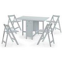 Julian Bowen Savoy 120 Cm Space Saver Dining Table + 4 Chairs - Grey