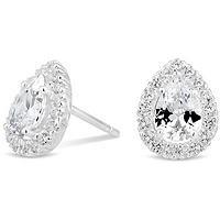 Simply Silver Sterling Silver 925 With Cubic Zirconia Halo Pear Stud Earrings