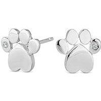Simply Silver Sterling Silver 925 Paw Print Stud Earrings