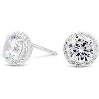 Simply Silver Sterling Silver 925 With Cubic Zirconia Halo Stud Earrings