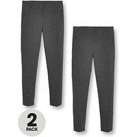 V By Very Girls 2 Pack Skinny Fit School Trousers - Grey