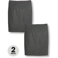 V By Very Girls 2 Pack Woven School Pencil Skirt - Grey