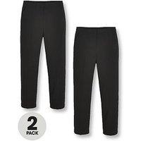 V By Very Girls 2 Pack Woven School Trouser Regular Fit - Black