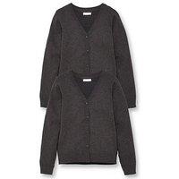 The Very Collection Girls 2 Pack School Cardigans - Charcoal