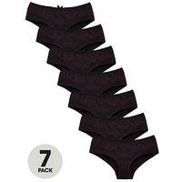 Everyday Girls 7 Pack Plain School Hipster Briefs - Black