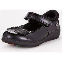 The Very Collection Toezone Younger Girls Unicorn Leather School Shoe - Black