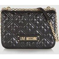 Love Moschino Patent Quilted Logo Shoulder Bag - Black