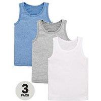 The Very Collection Boys 3 Pack Vests - Blue/Grey/White