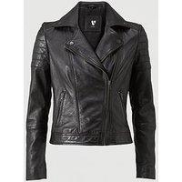 V By Very Leather Biker Jacket - Black