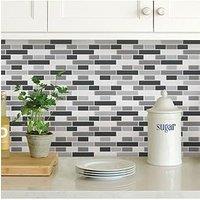 Inhome Pack Of 4 Smoked Glass Peel & Stick Backsplash Tiles