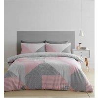 Catherine Lansfield Larsson Geo Duvet Cover Set - Pink