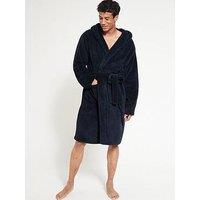 Everyday Supersoft Dressing Gown With Hood - Navy