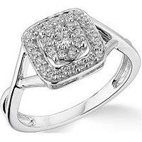 Love Diamond 9K White Gold 0.33Ct Diamond Halo Cluster Ring