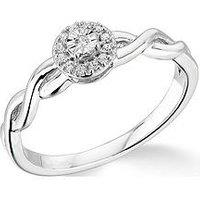 Love Diamond 9K White Gold 0.10Ct Cluster Ring With Twisted Shoulders