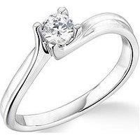 Love Diamond 9Ct White Gold 4 Claw Twist Design 0.25Ct Diamond Solitaire Ring