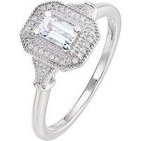 Love Gem 9Ct White Gold Octagon Aquamarine And Diamond Ring
