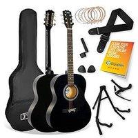 3Rd Avenue Full Size 4/4 Acoustic Guitar Pack For Beginners - 6 Months Free Lessons - Black