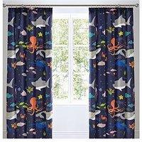 Bedlam Sea Life Glow In The Dark Lined Pleated Curtains