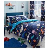 Bedlam Sea Life Glow In The Dark Single Duvet Cover Set - Multi