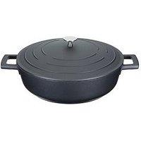 Masterclass Lightweight Cast Aluminium Shallow 4 Litre Casserole Dish - Black