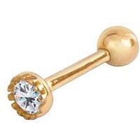 The Love Collection 9Ct Gold Tiny Ball Screwback Cubic Zirconia Scalloped Bezel Cartilage Single Stud