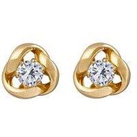 The Love Collection 9Ct Gold 6.5Mm Three-Way Knot Studs With 3Mm Cubic Zirconia