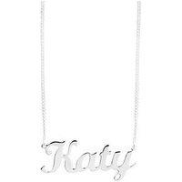 The Love Collection Sterling Silver Personalised Script Name Necklace On Adjustable Curb Chain