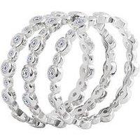 The Love Collection Sterling Silver Bubble Cubic Zirconia Set Of 3 Stacking Rings