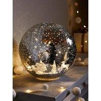 Festive 20Cm Battery Operated Lit Crackle Effect Reindeer Ball Christmas Decoration