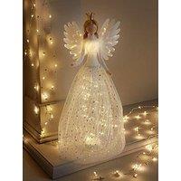 Festive 50 Cm White Angel With Light Up Dress Christmas Decoration